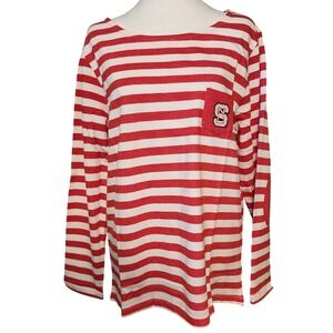 UG Apparel Large Red Striped Long Sleeve T Shirt Top NC State University